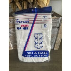 VINTAGE Swan Briefs For Men Underwear 3 Pack M-32-34 100% Cotton Style